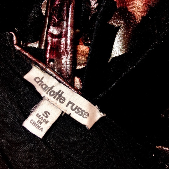 NWOT Charlotte Russe Metalic Floral Skater Dress - Picture 5 of 5